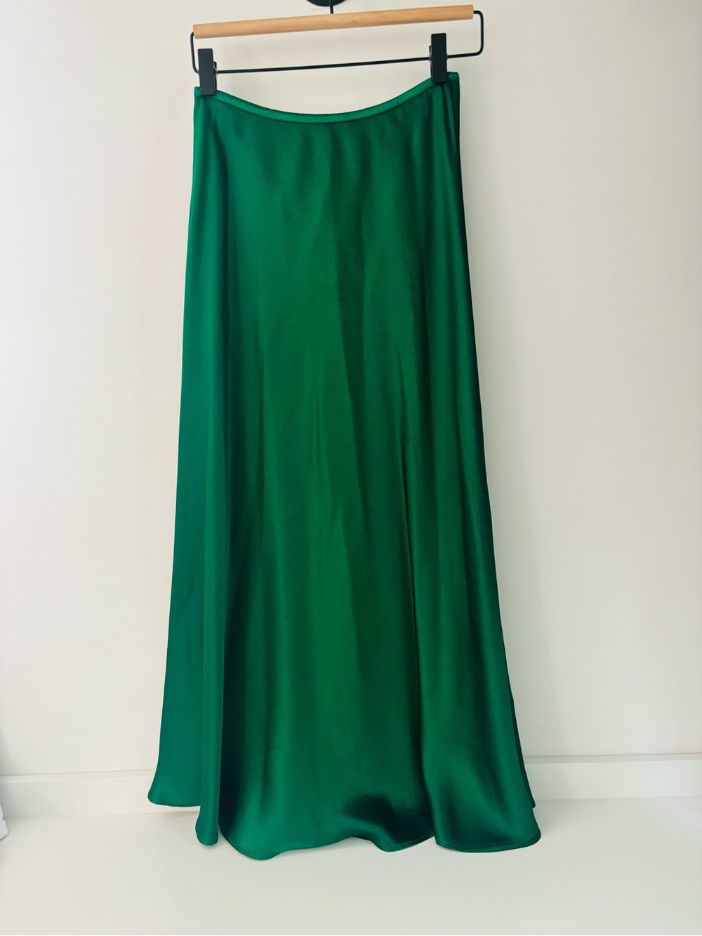 Zara Green Satin Maxi Skirt